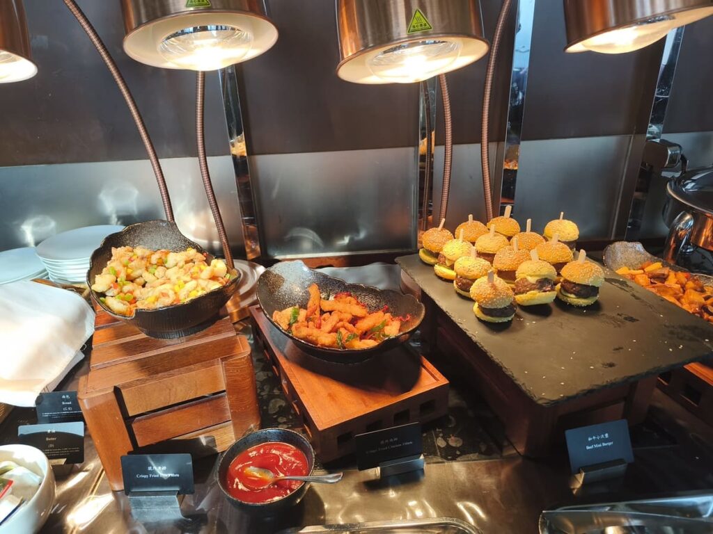 Small buffet with hot dishes at Happy Hour