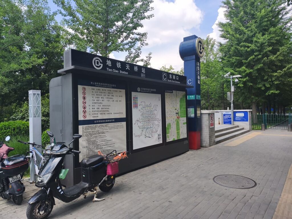 Outside of subway station with map