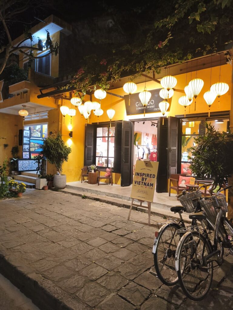 Colorful house with lanterns at night in Hoi An
