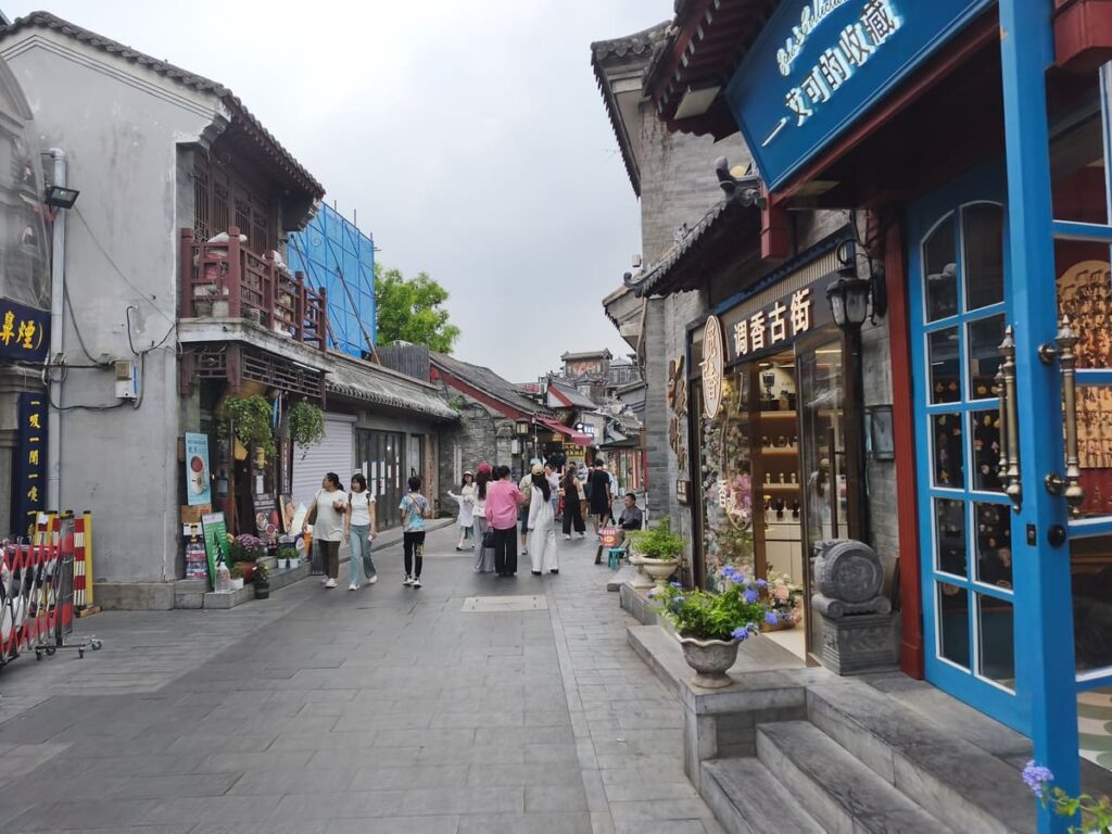 Cute pedestrian street with shops