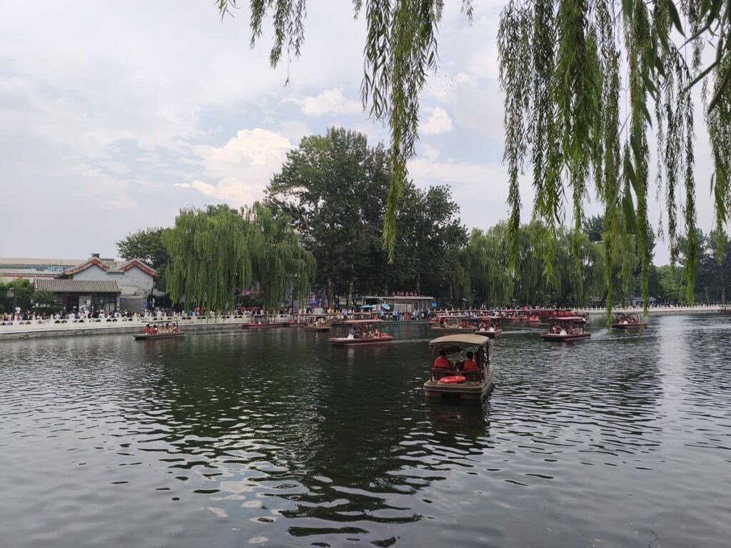 Large lake with boats