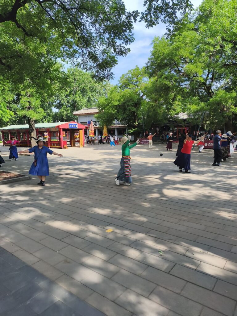 Seniors dancing at the park