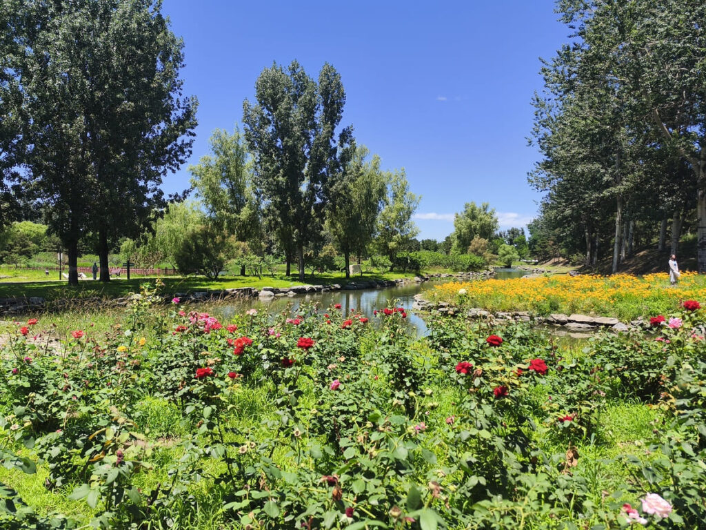 Garden area with creeks, trees and flowers at Beijing's Old Summer Palace