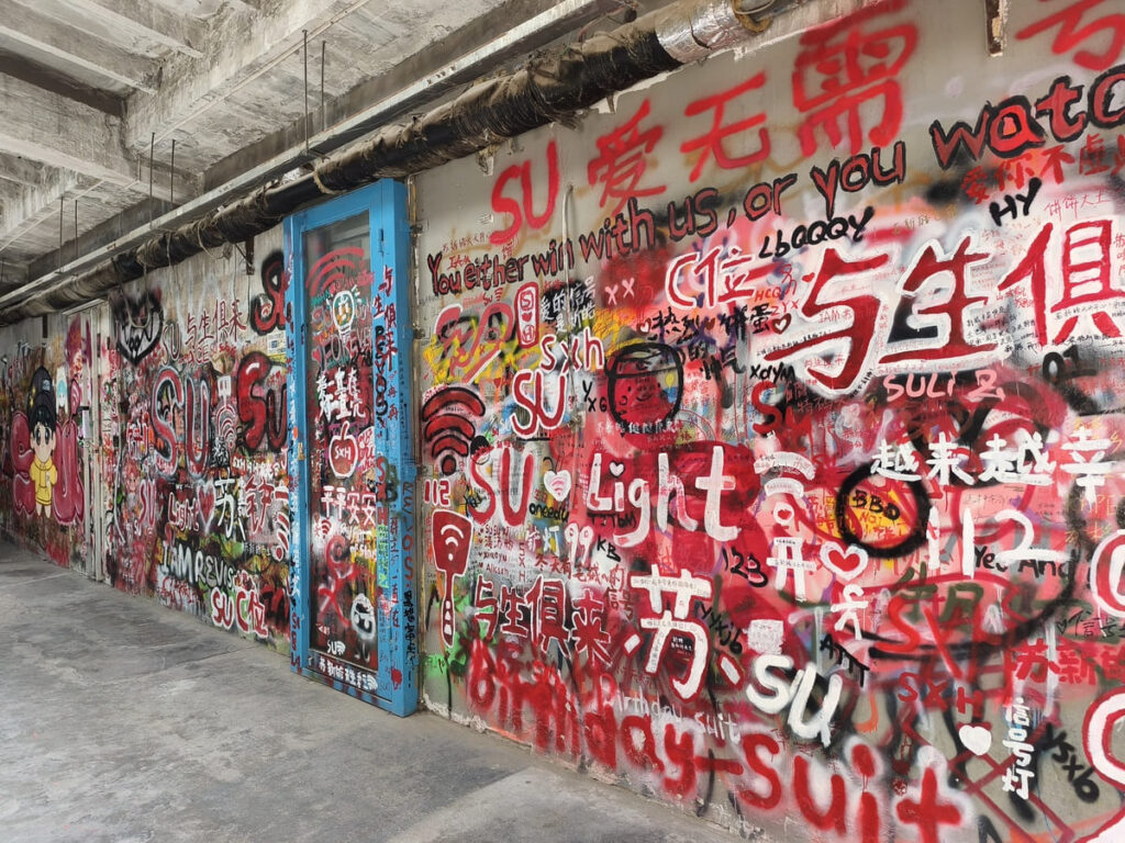 Wall with Graffitti in tunnel