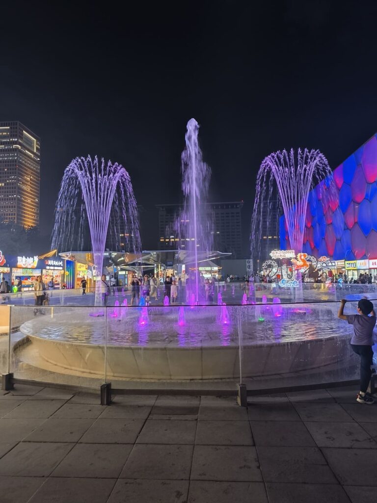 Illuminated fountain show at Beijing's Olympic Park