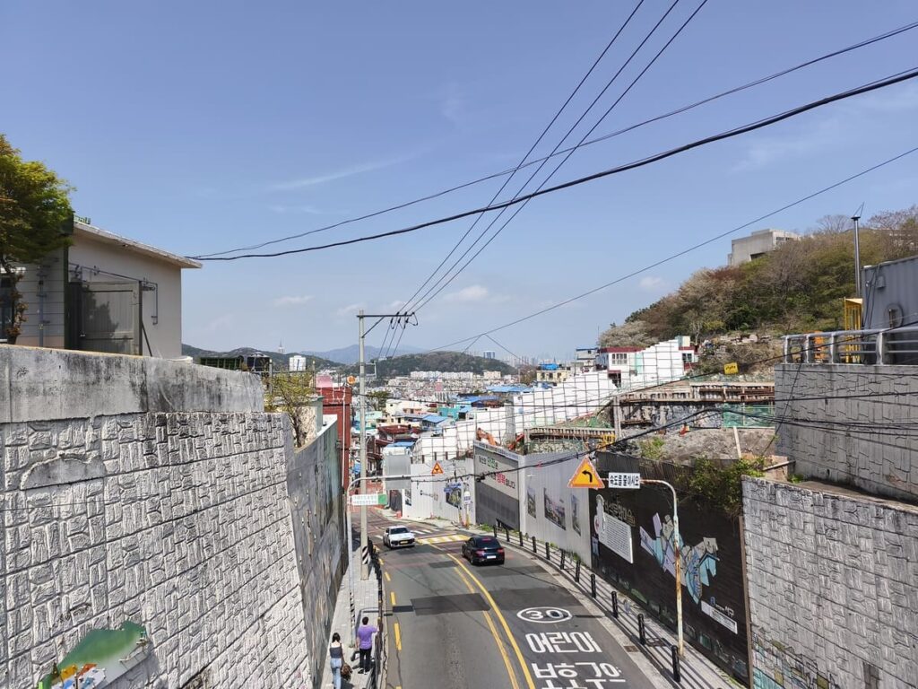 Steep uphill walk to Gamcheon Culture Village