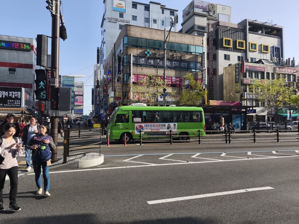 Bus from Gamcheon Culture Village back at BIFF Square