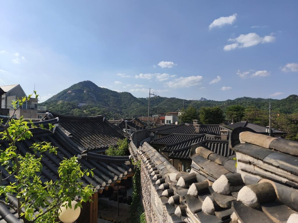 View out to hills from Bukchon Hanok
